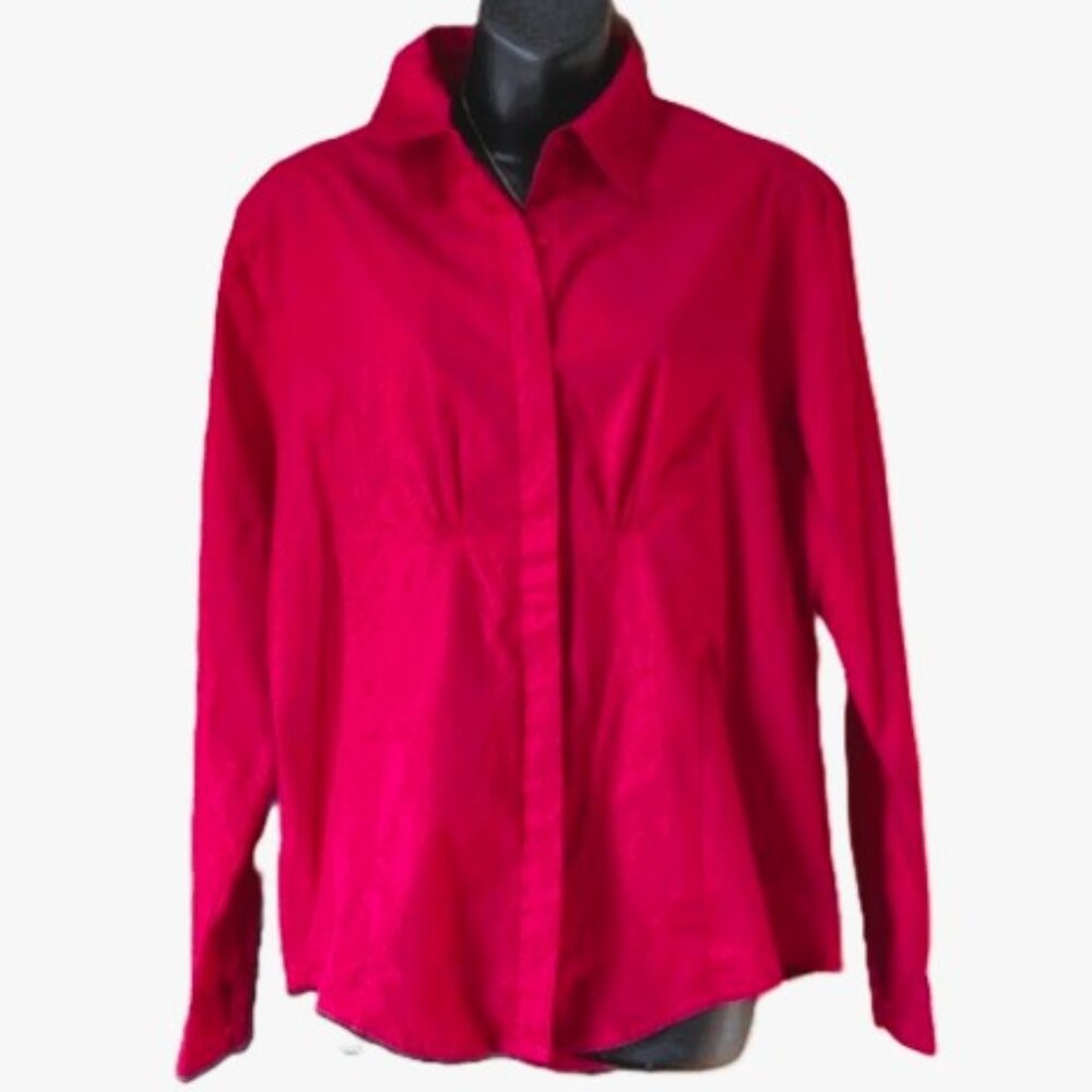 Red Button-down Shirt • Cotton • Rider's by Lee • Easy Care • Large